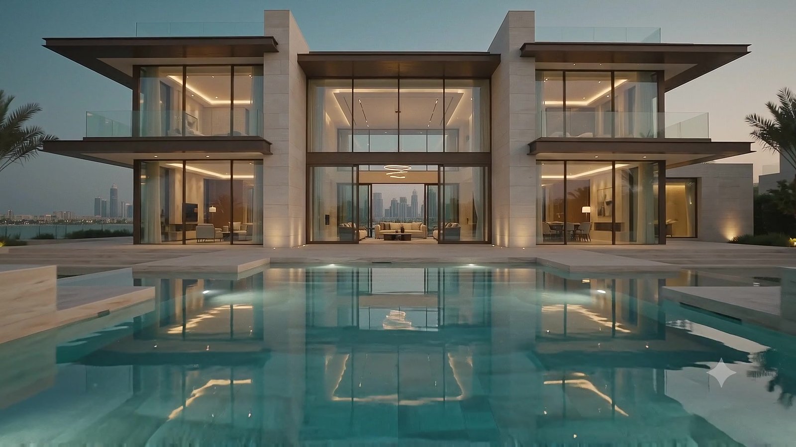 Infinity pool at dusk — Asiantec villa